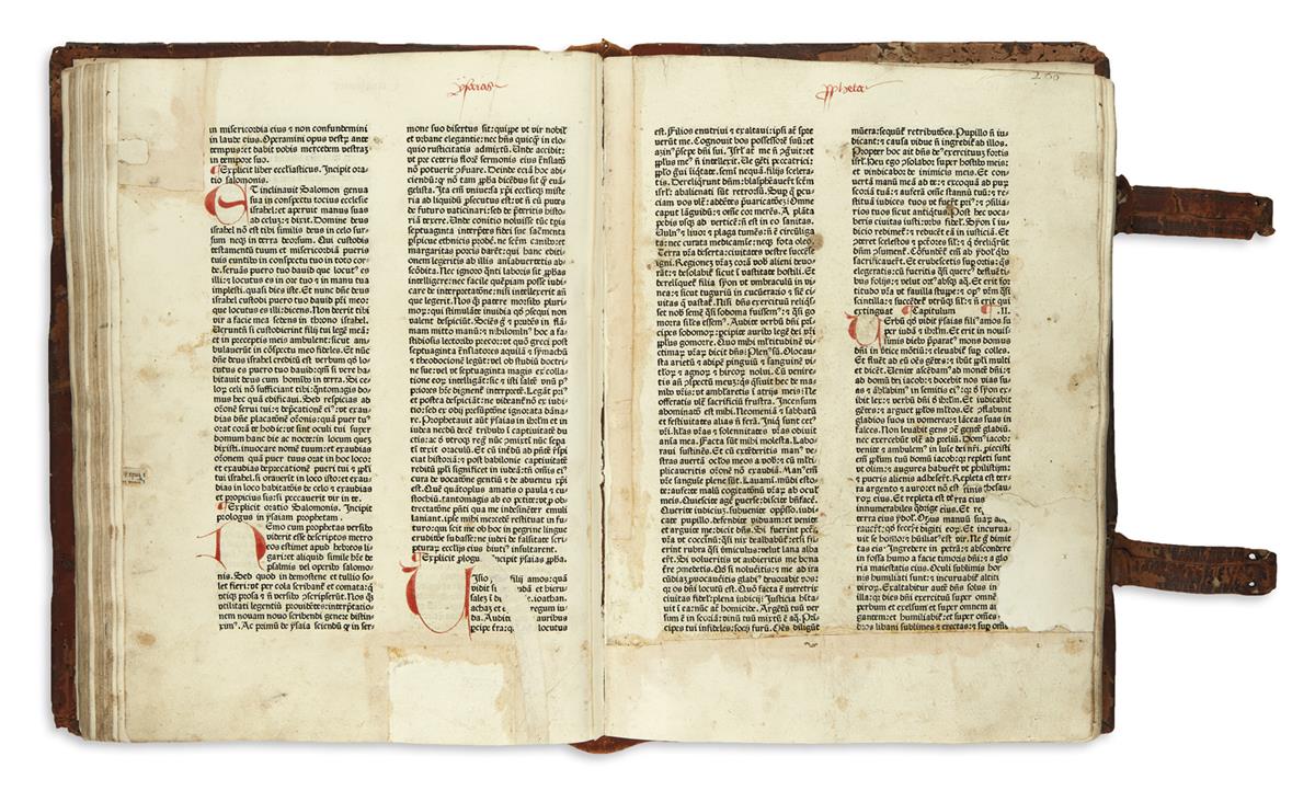 INCUNABULA  BIBLE IN LATIN.  [Biblia Latina.]  1477.  Lacks 19 leaves.